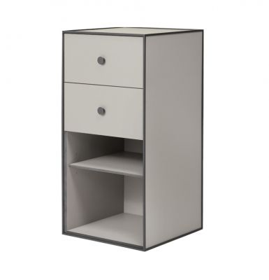 Frame Sideboard Element von Audo mit zwei Schubladen und einem Fachboden, graues Design.